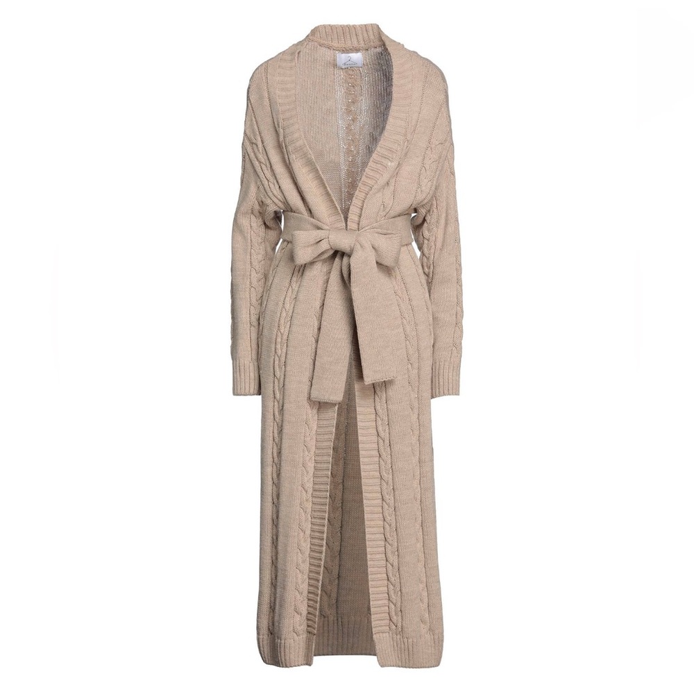 Italian Sand Wool Blend Cardigan Size L Made in Italy